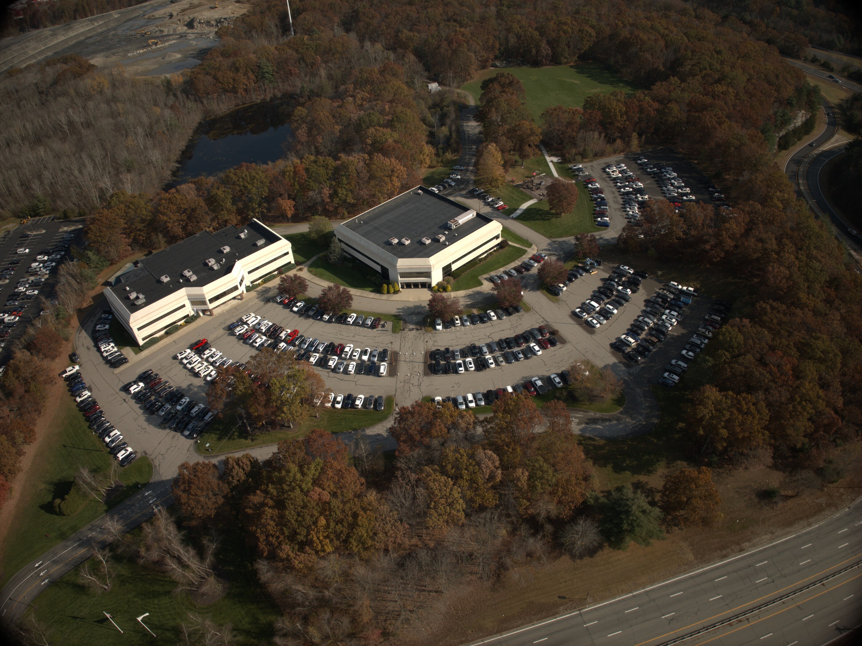Aerial view of the 40-acre campus